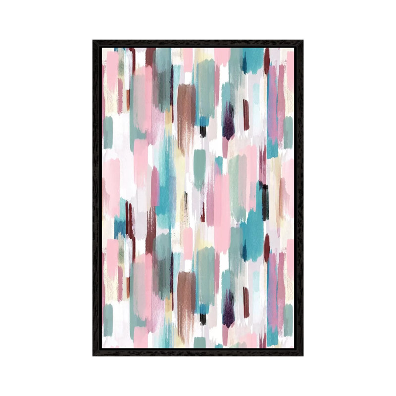 Color Brushstrokes Pastel - Print on Canvas, Black Framed, 101.6cm H x 66.04cm W x 3.81cm D