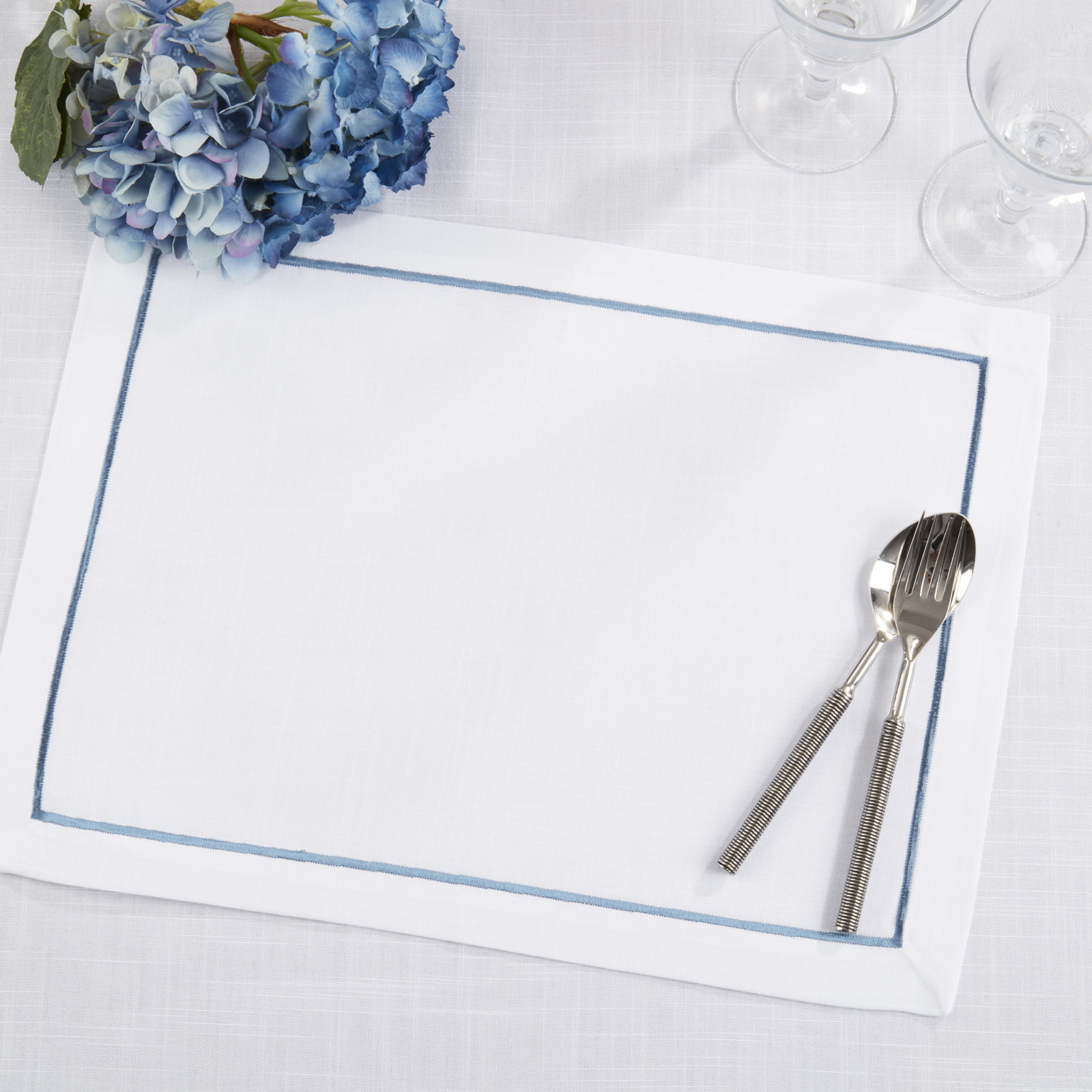 Embroidered Placemat, Blue