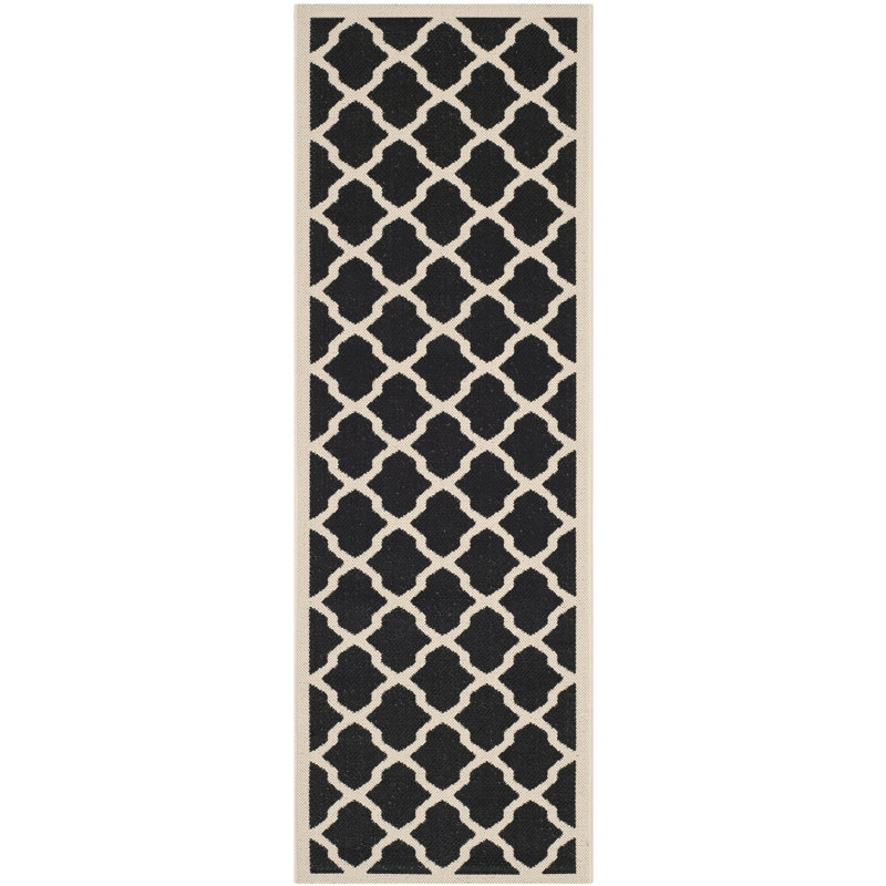 Arneshia Black Indoor/Outdoor Area Rug, Runner 2'3" x 14'