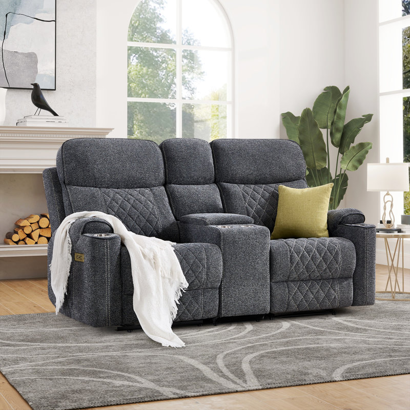 Causeuse inclinable 75,7 po avec console centrale