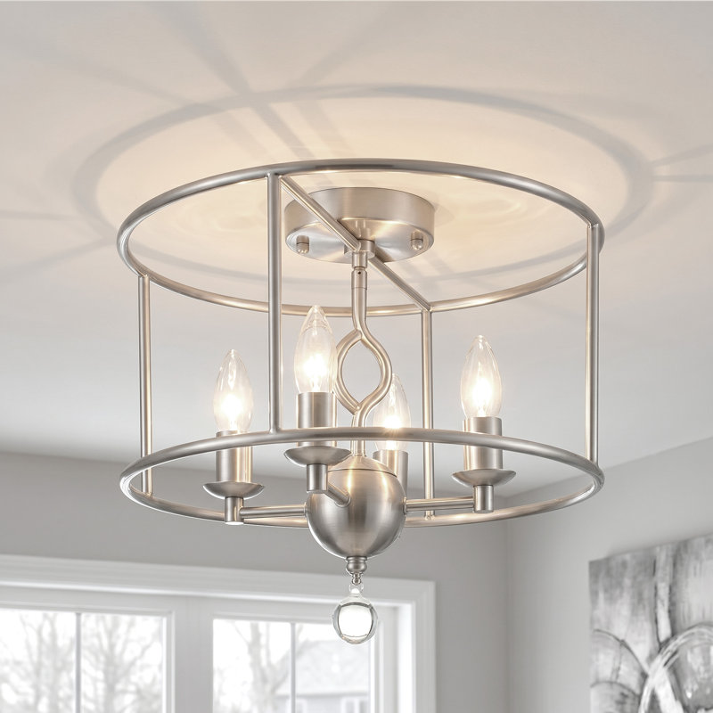 Plafonnier semi-encastré 4 lumières Farmhouse, Brushed Nickel