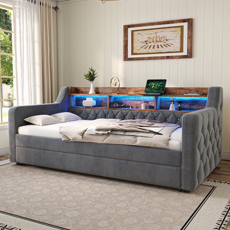 Daybed with Trundle, Grey