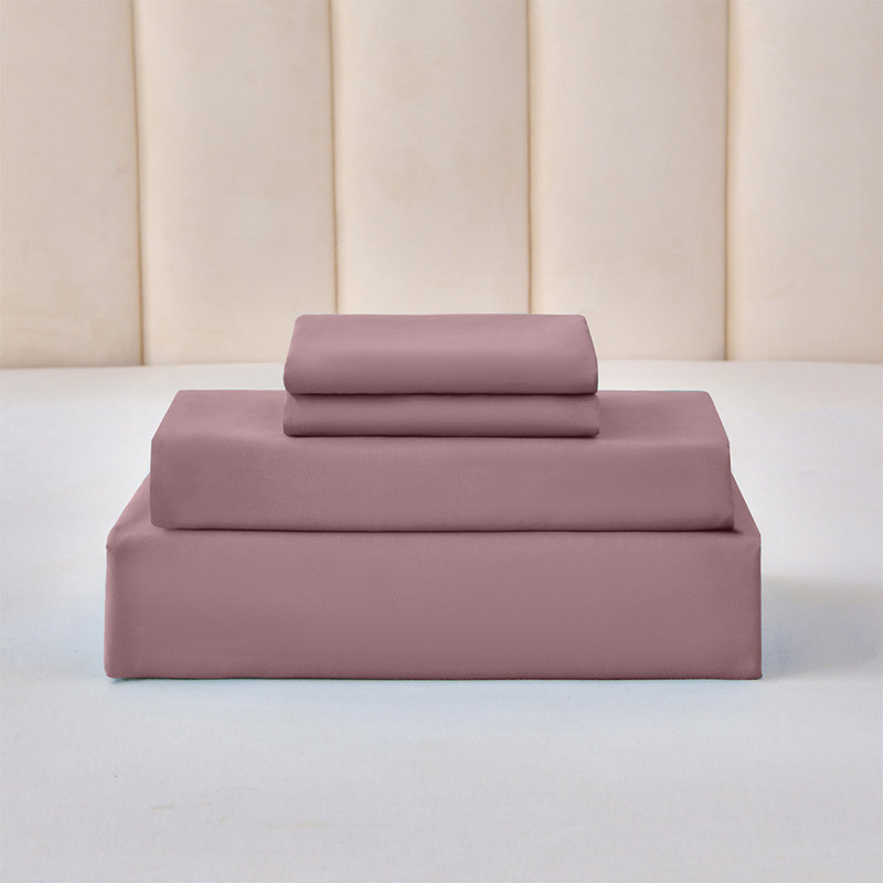 Solid Color 4-Piece Bed Sheet Set With Ultra-Fine Fiber Suitable For Family Bedrooms, Pink