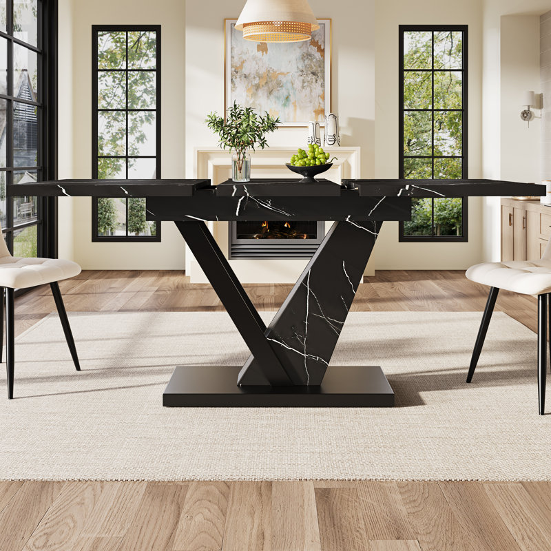 Extendable Metal Base Dining Table