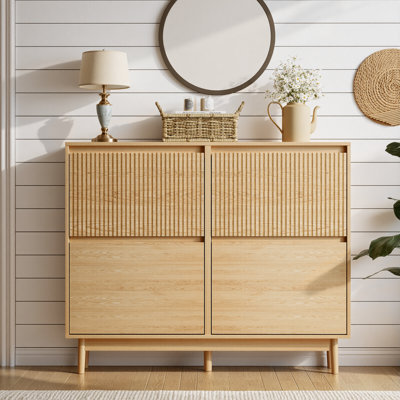 Armoire de rangement pour chaussures à 4 tiroirs rabattables, étagère à chaussures avec tablette réglable, range-chaussures autoportant étroit avec surface rayée