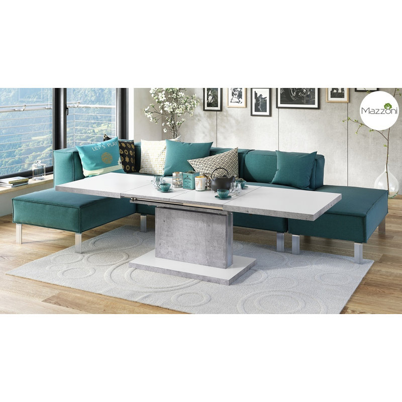 Aston Pedestal Coffee Table, White Matt/Concrete