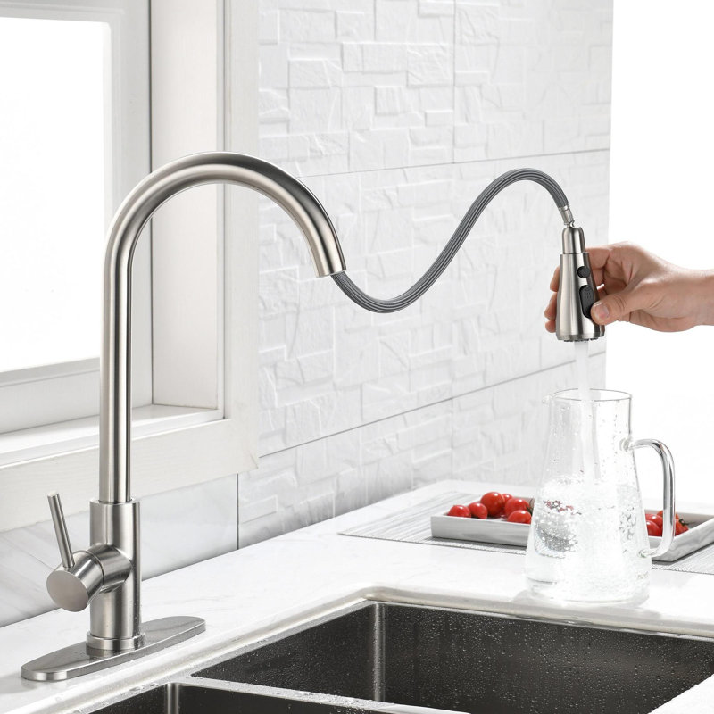 KISRAIS Pull Down Kitchen Faucet, Brushed Nickel