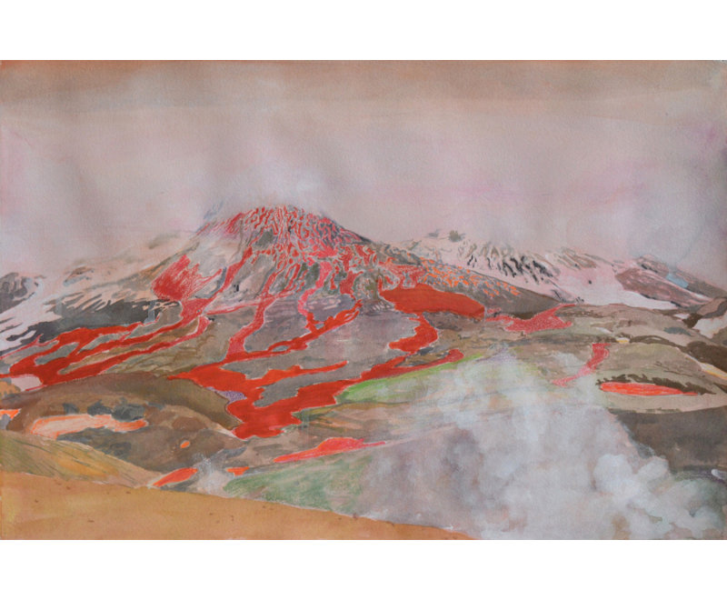 Fiery Volcanic Eruption Print by Other Artist, 60 × 40, Framed Canvas, Tan