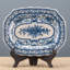 Porcelain Platter Blue and White Willow 16.5inL-1908488736