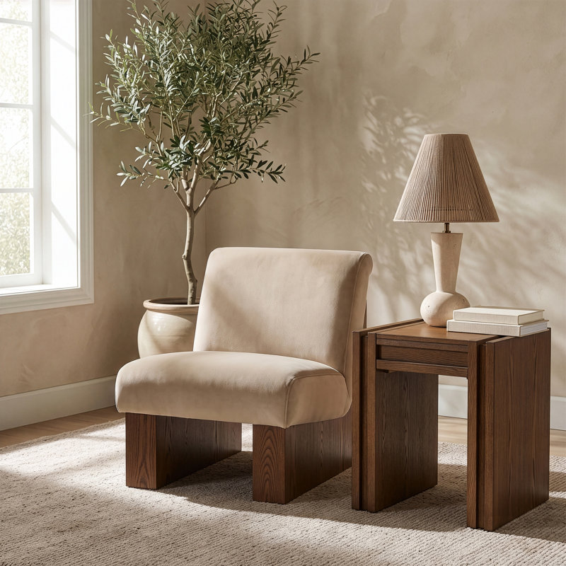 Fauteuil d'appoint en velours Vantage Performance, Beige