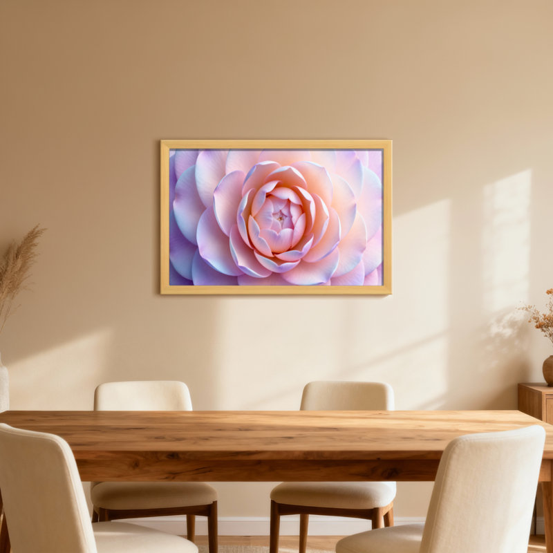 Plantes et fleurs, motif de fleurs rose pastel doux, Noir, Impression encadrée sans passe-partout, H 20 po x l 30 po