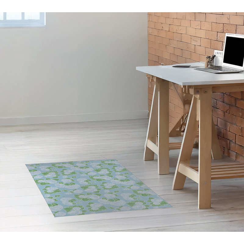Tapis de bureau léger Hydrangea, L 36 po x P 60 po, Bleu ciel