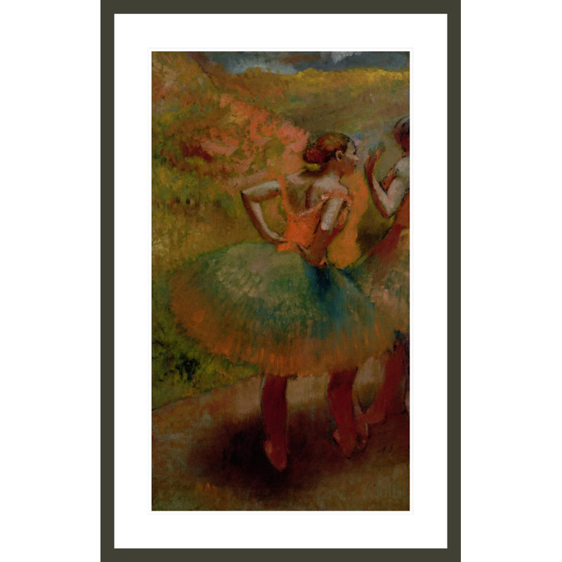 Danseurs portant des jupes vertes par Edgar Degas, impression giclée encadrée, H 41,5 po x l 26,57 po