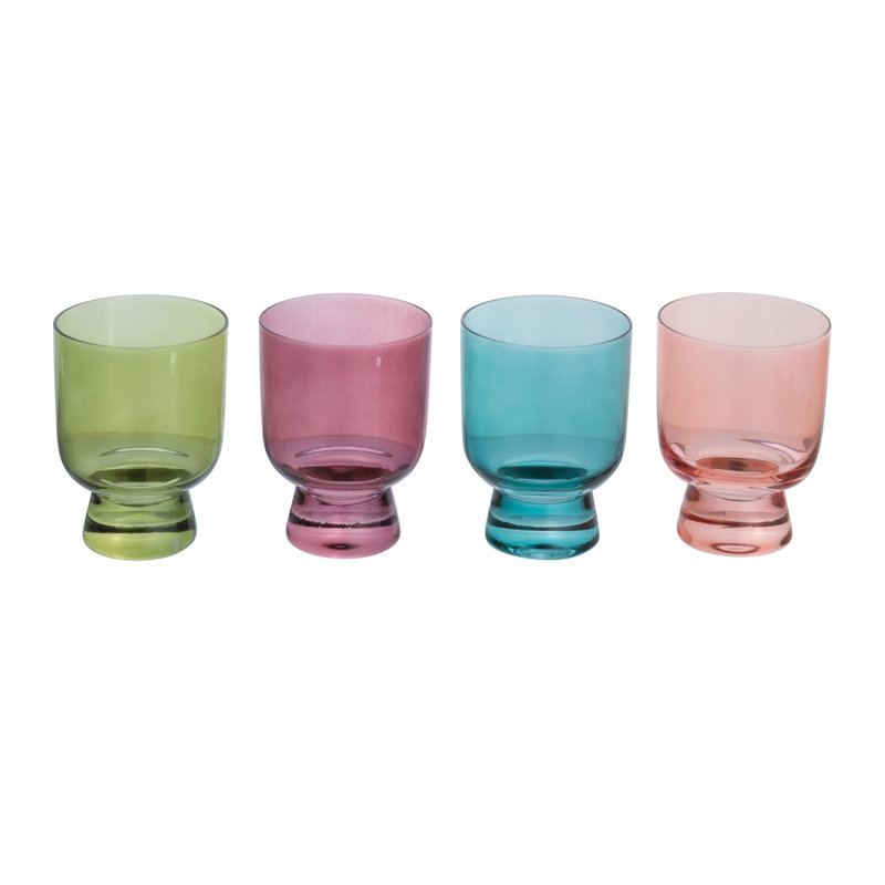 Colorful Hand-Blown Glass 6oz Footed Glassware Set