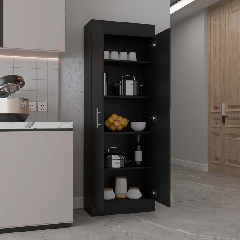 Sideboard, 5-Shelf Storage Pantry Cabinet, Black