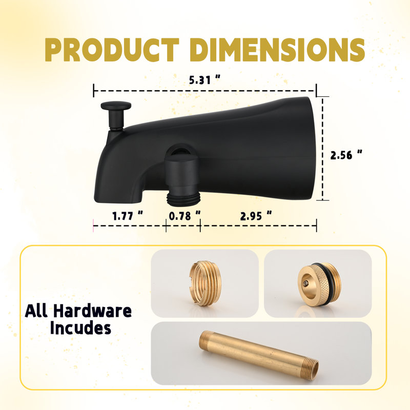Bathroom Tub Spout with Diverter, Matte Black