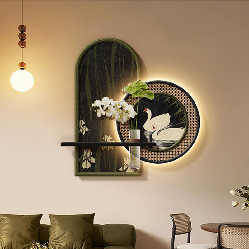 Art mural vert moderne en grès, H 9,84 po x l 19,69 po x P 19,96 po