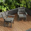 Ensemble de chaises de salle à manger avec accoudoirs d'extérieur en imitation grain de bois PEHD (ensemble de 2)-441273936