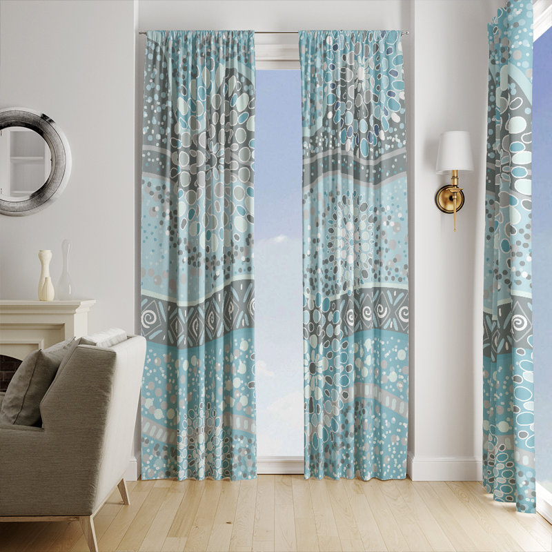 Panneau de rideau simple semi-transparent géométrique, L 40 po x L 52 po
