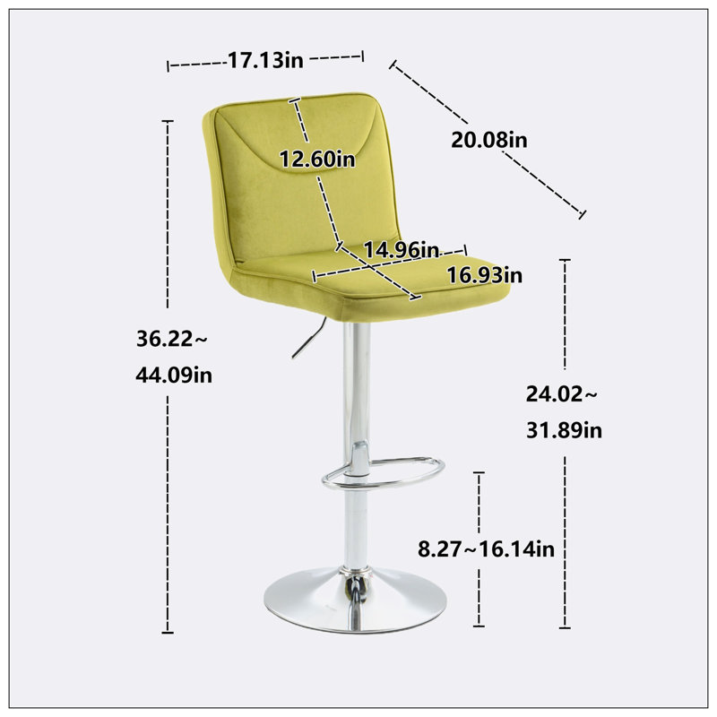 Tabouret de comptoir Daelin, Olive / argent
