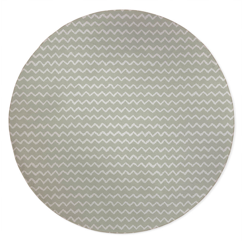 Chevron Wave Non-Slip Outdoor Rug, Round 5'