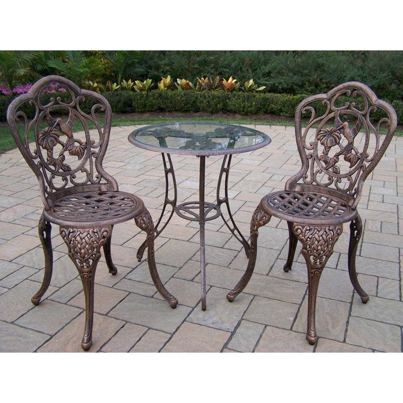 2 - Person Patio Dining Set with Round Table, Antique Bronze