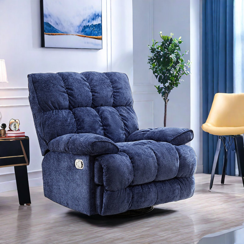 Fauteuil inclinable avec tissu écologique et accoudoir pivotant rembourré, Bleu