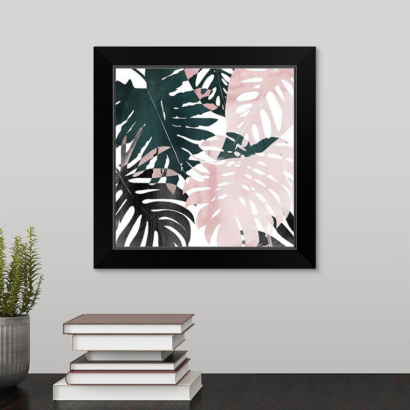 « palm rosé iii », reproduction d’art encadrée novogratz, H 15 po x l 15 po x P 1 po, Cadre noir