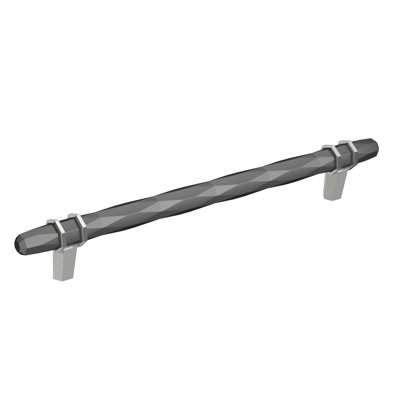 London 8 inch (203mm) Center-to-Center Black Chrome/Polished Chrome Cabinet Pull