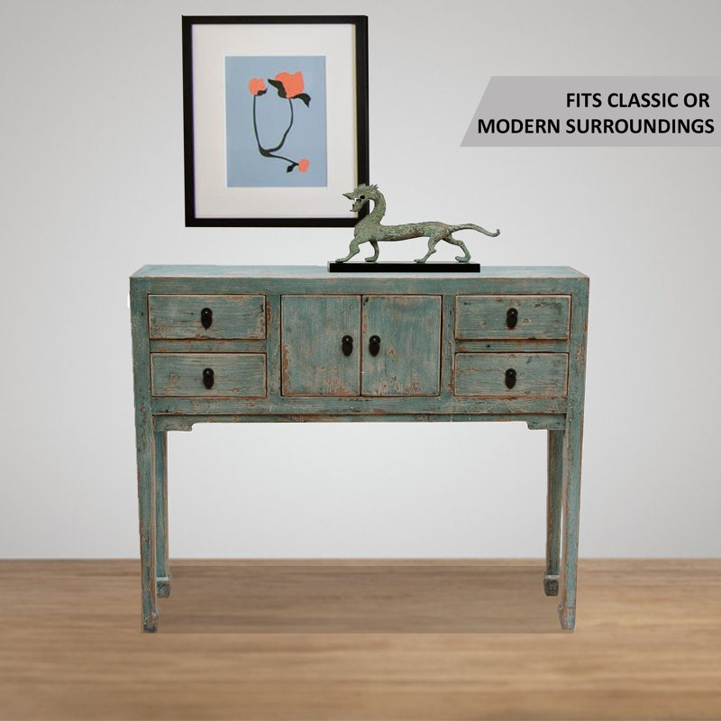 39'' W Console Table, Soft Aqua