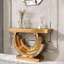 Nouvelle table d'entrée de style miroir avec miroir en diamant écrasé avec incrustation de losanges longue table d'appoint en verre pour la décoration intérieure (table basse incluse)-786309085