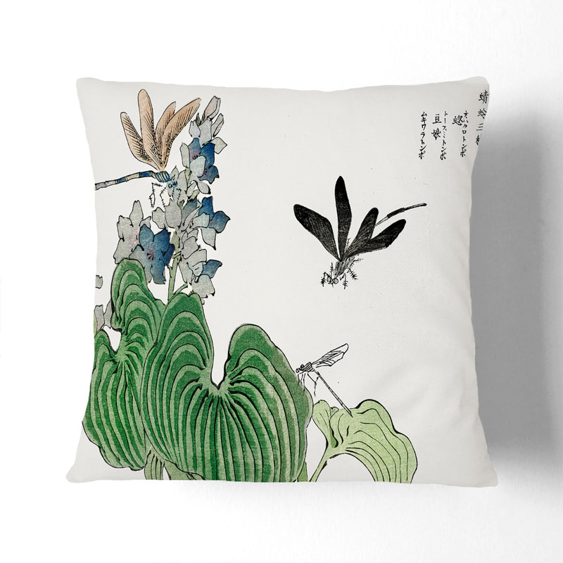 Dragonflies On A Flower Square Throw Cushion, 40cm H x 40cm W x 15cm D