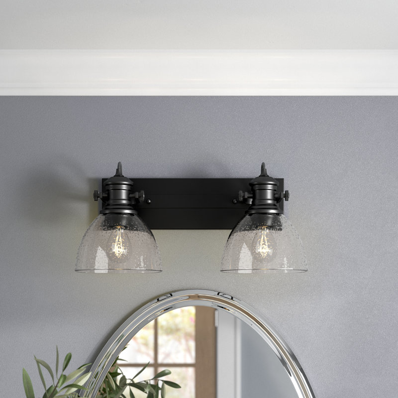 Bales 2 - Light Dimmable Vanity Light, Matte Black, Seeded Glass