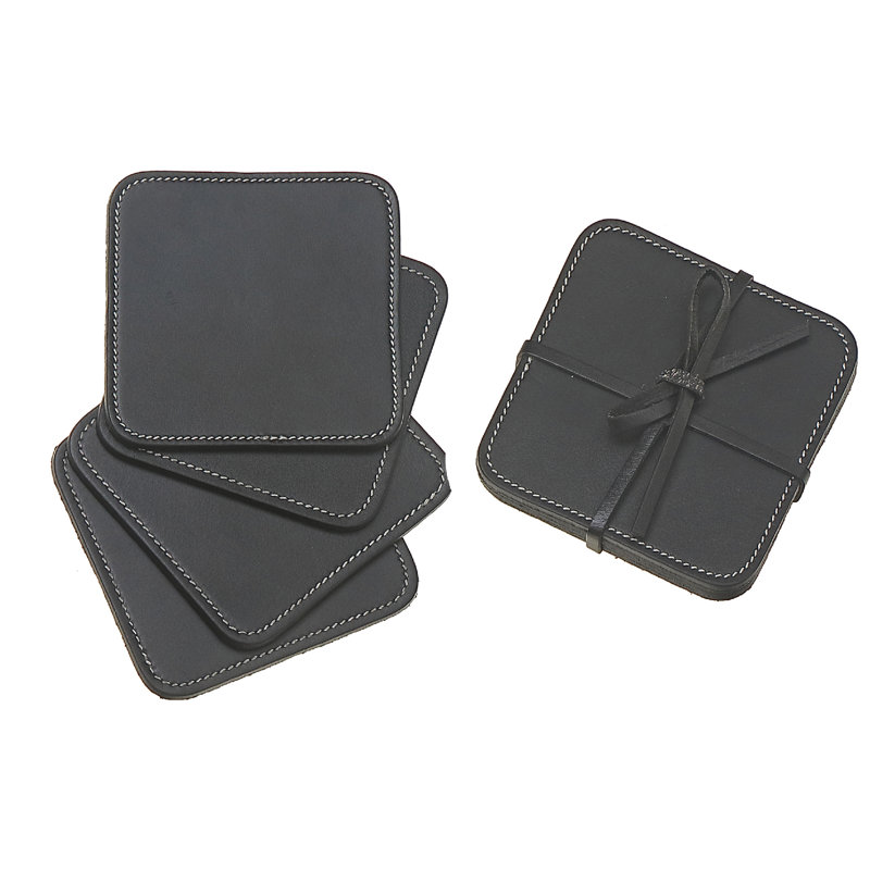 Ih Casadecor Round 4 Piece Coaster Set, Black