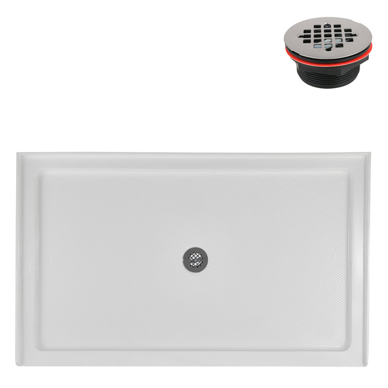 Base de douche rectangulaire en acrylique l 60 po x P 36 po, bonde en ABS incluse