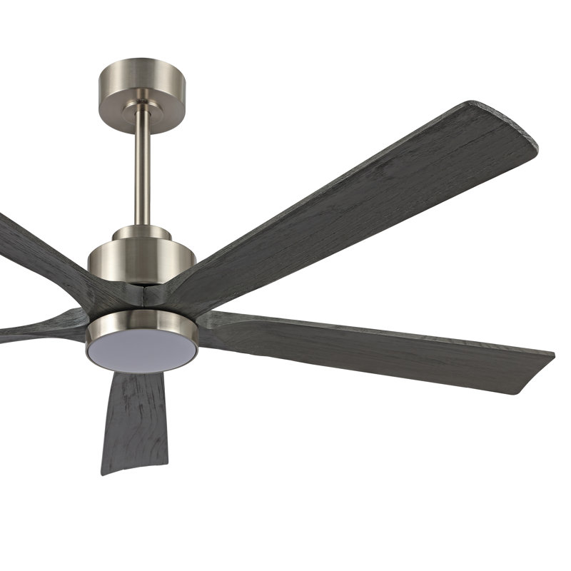 Bascio 5-Blade LED Ceiling Fan, Nickel, Gray, 20.5" H x 52" W x 52" D