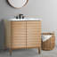 Armoire de meuble-lavabo à 2 tablettes en bois mince à lattes minces l 36 po x P 18 po x H Calandre (lavabo non inclus), chêne-93805372