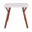 Table de salle à manger en marbre blanc texturé et bois de noyer, design moderne du milieu du siècle, hauteur fixe, pieds courbés, quatre places assises, usage intérieur, limite de 45 kg, assemblage requis, profondeur du produit : 99 cm.