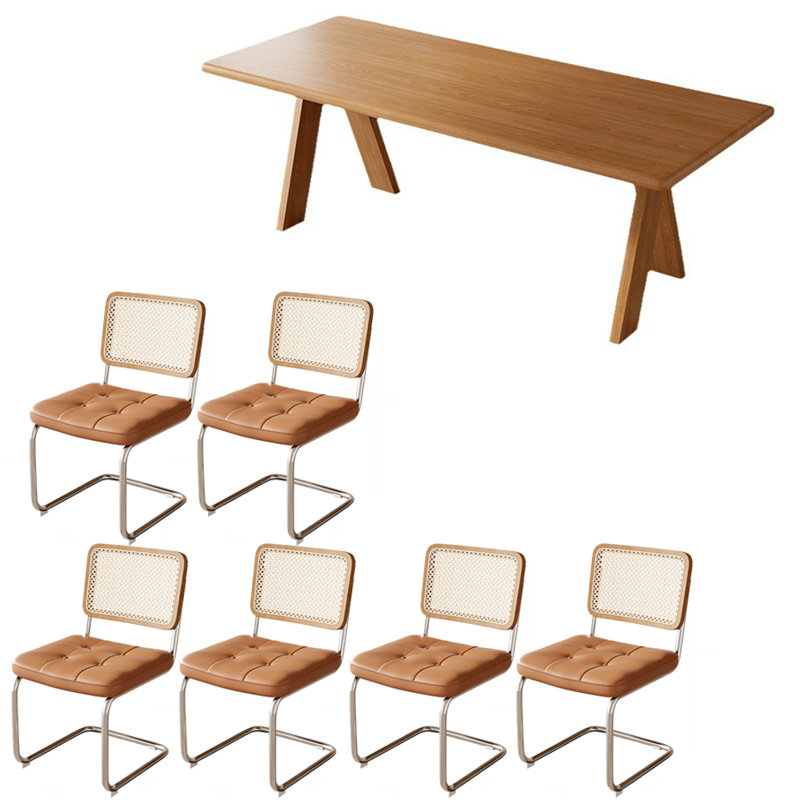 Japanese style solid wood dining table set, 29.50"H x 62.90"L x 27.50"W
