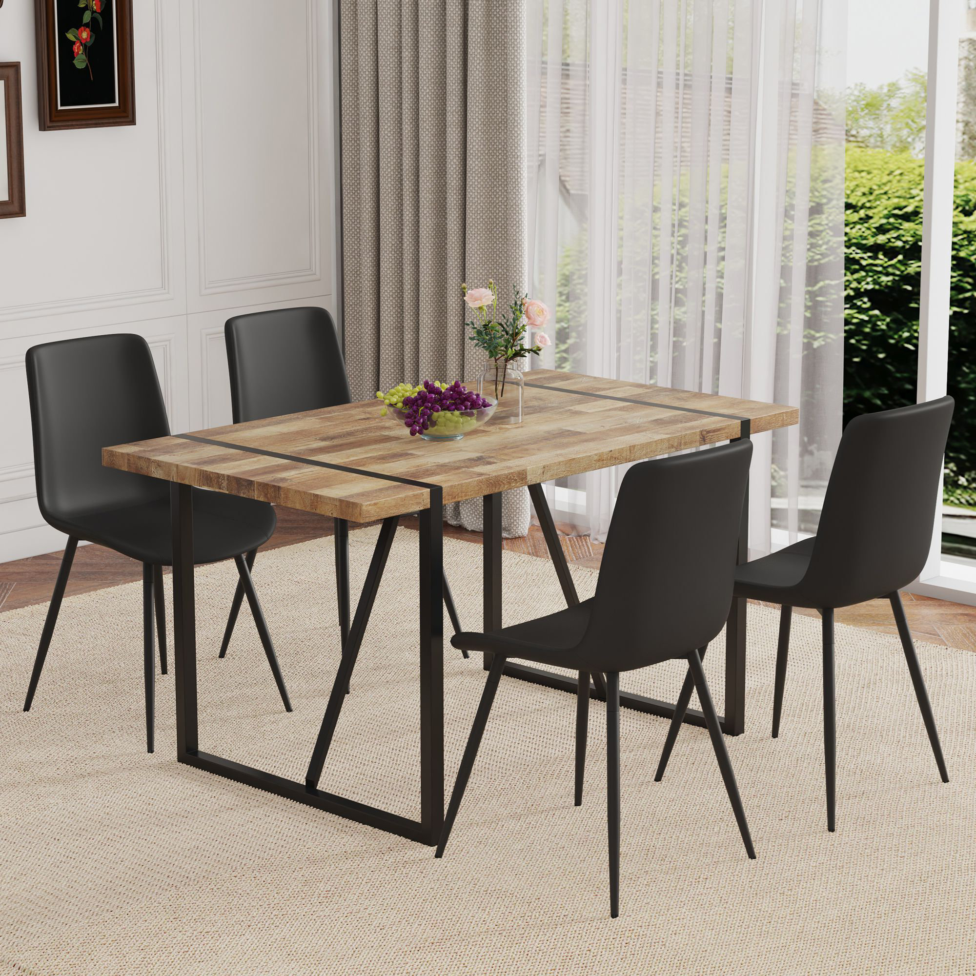 George Oliver Table and chair set.A minimalist retro rectangular dining ...