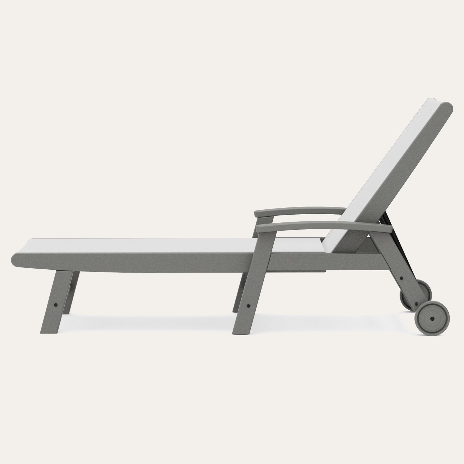 POLYWOOD® Coastal 28" Patio Chaise Lounge, White, Slate Gray