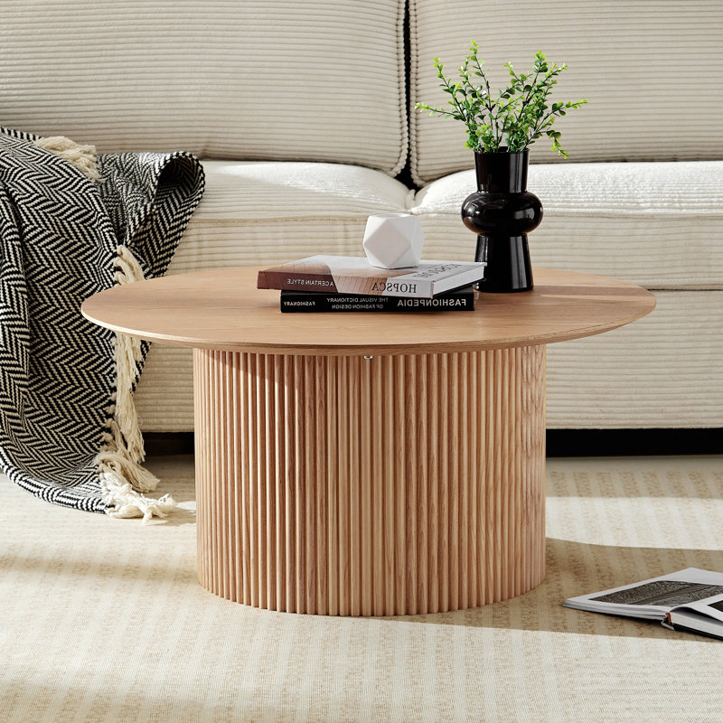 Table basse 31,49 pouces, design Mid-Century moderne, finition chêne