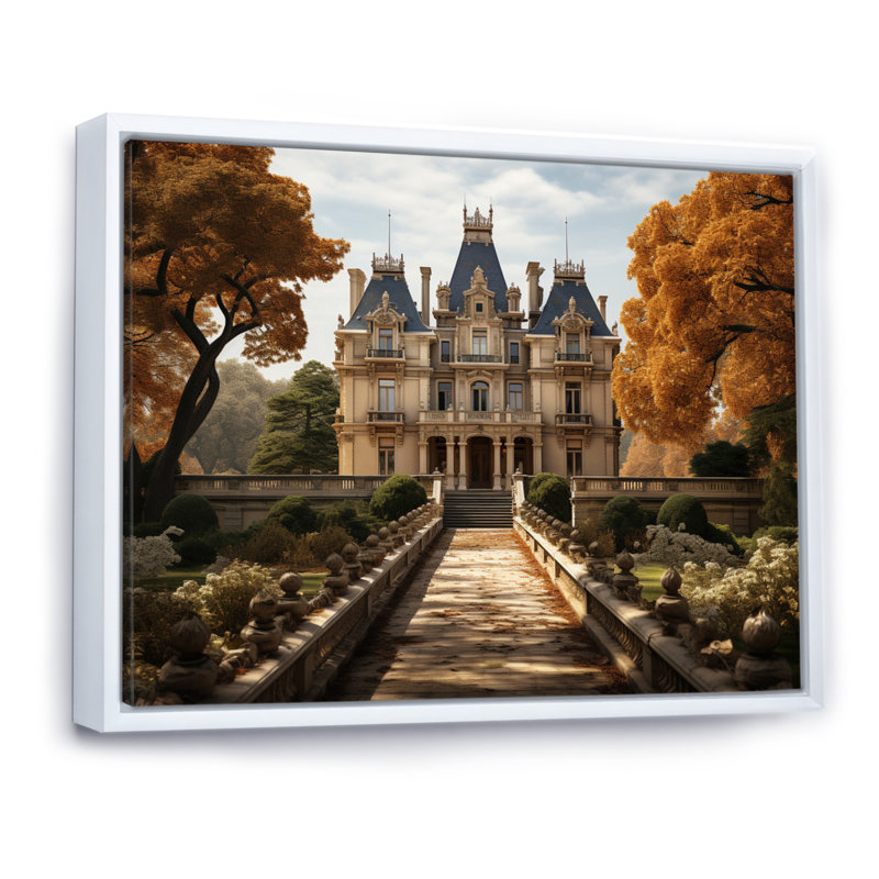 Masiah France Chateau Charisma - impression, H 30 po x l 40 po x P 1,5 po, Cadre flottant blanc