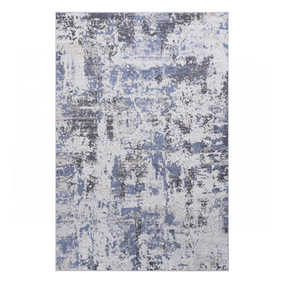 Grey / Denim / Abstract Runner Rug