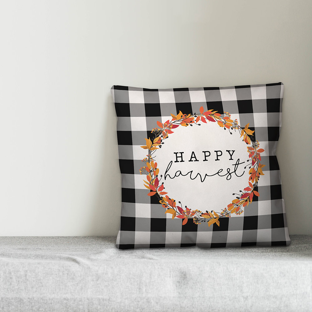  Happy Harvest Buffalo Check Throw Pillow Designs Direct Creative Group 