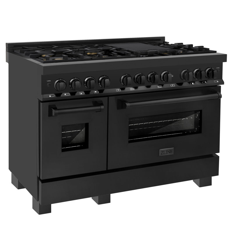 ZLINE 48" Legacy Dual Fuel Range w/ 6 Brass Burners & 2 Ovens in Black Stainless Steel
