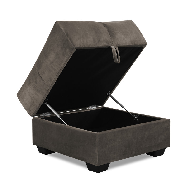Tusarora 70cm Wide Velvet Square Solid Colour Ottoman with Storage, Mink Grey