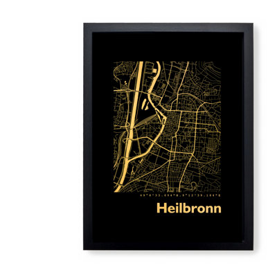 Heilbronn Map - Single Picture Frame Print