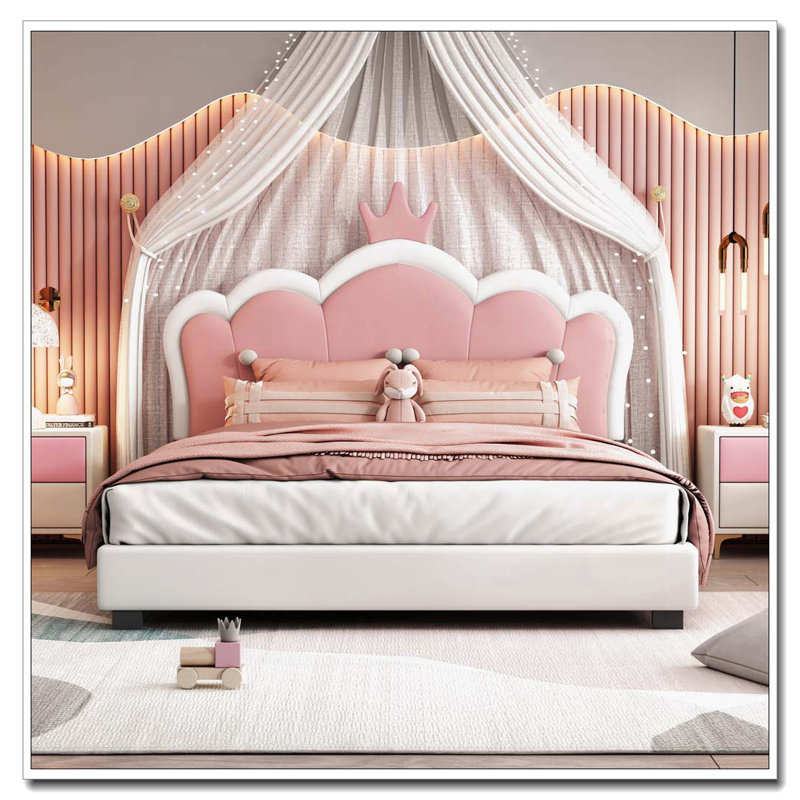 Upholstered Princess Bed, Full, White