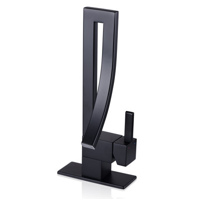 Matte Black Single Hole Waterfall Bathroom Sink Faucet With Optional Drain Assembly